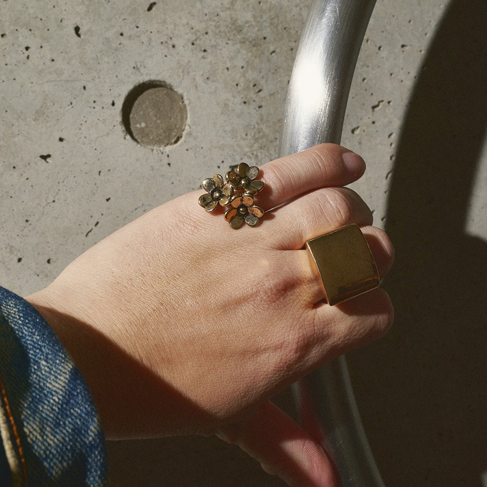 Chunky Square Open Signet Ring