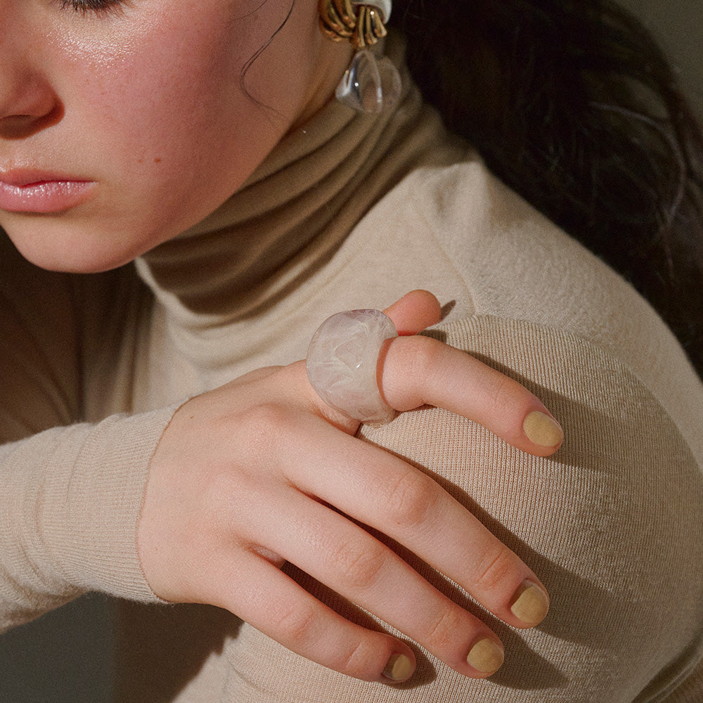 Marble Tone Chunky Signet Ring