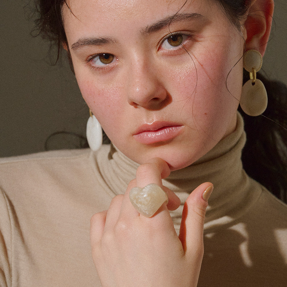 Marble Tone Chunky Heart Ring