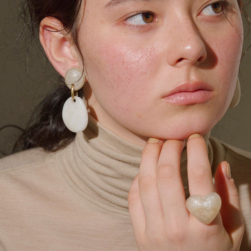 Marble Tone Chunky Heart Ring