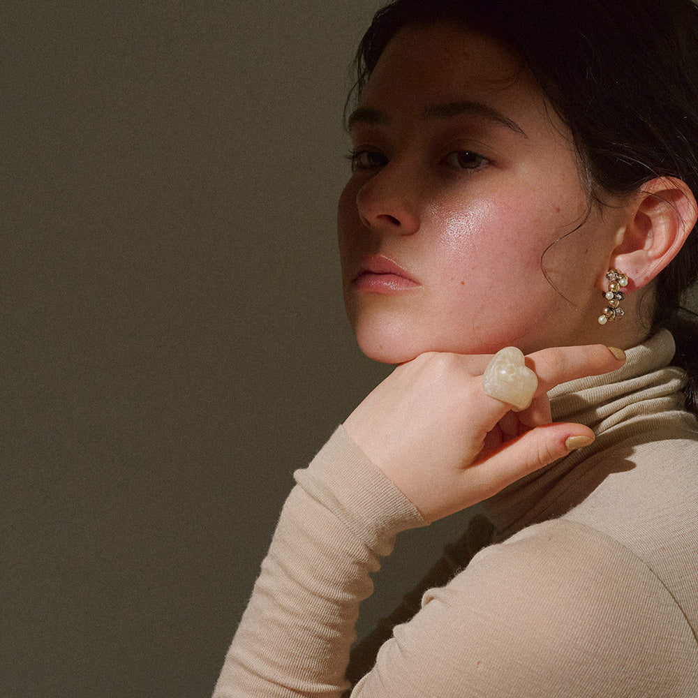 Marble Tone Chunky Heart Ring