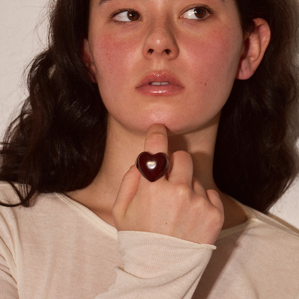 Marble Tone Chunky Heart Ring