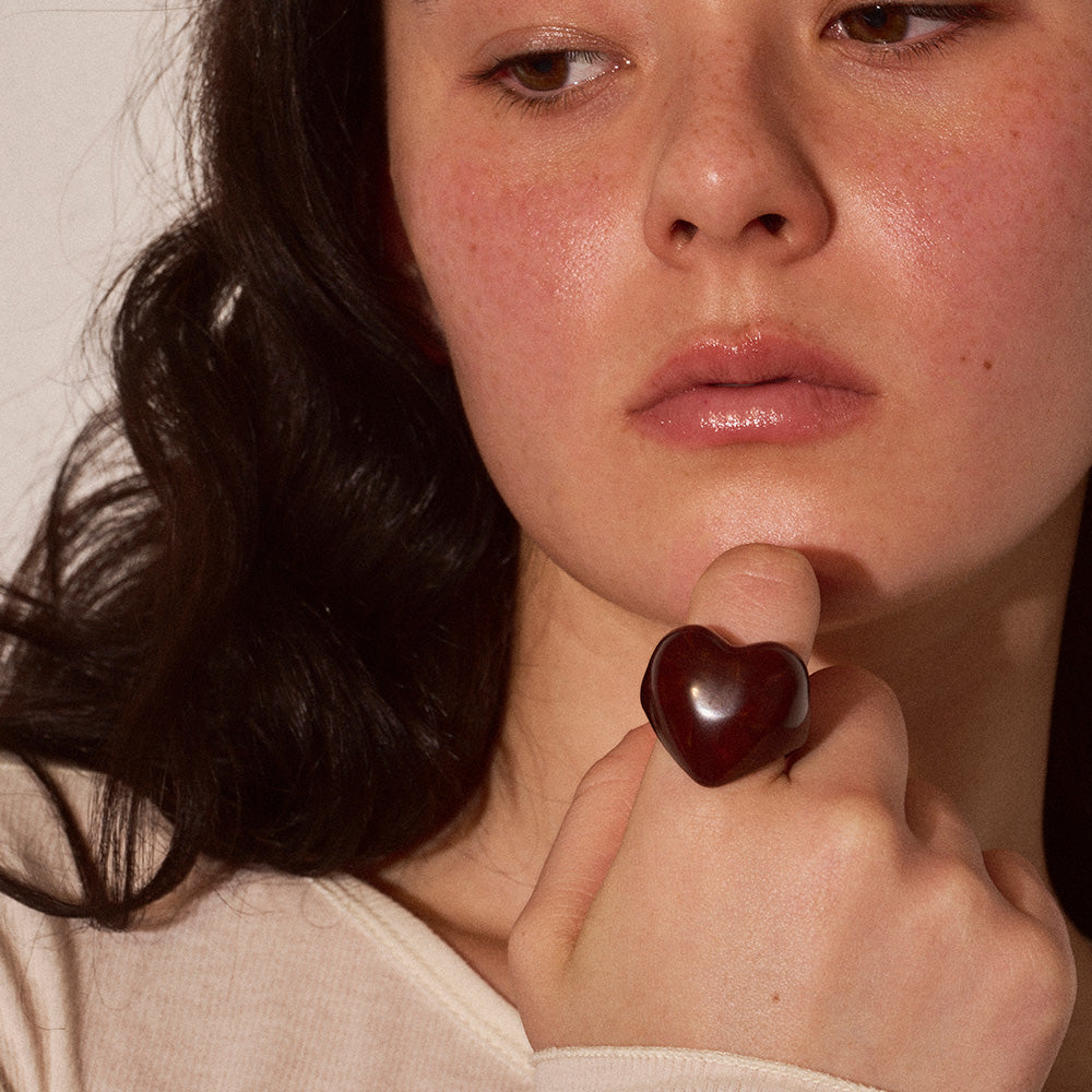 Marble Tone Chunky Heart Ring
