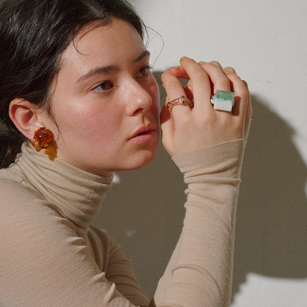 Geometric Wavy Band Signet Ring - Osewaya