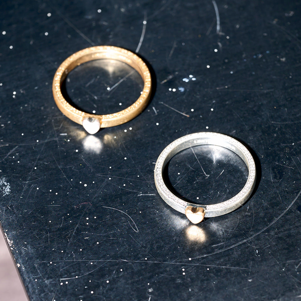 Etched Band Heart Ring