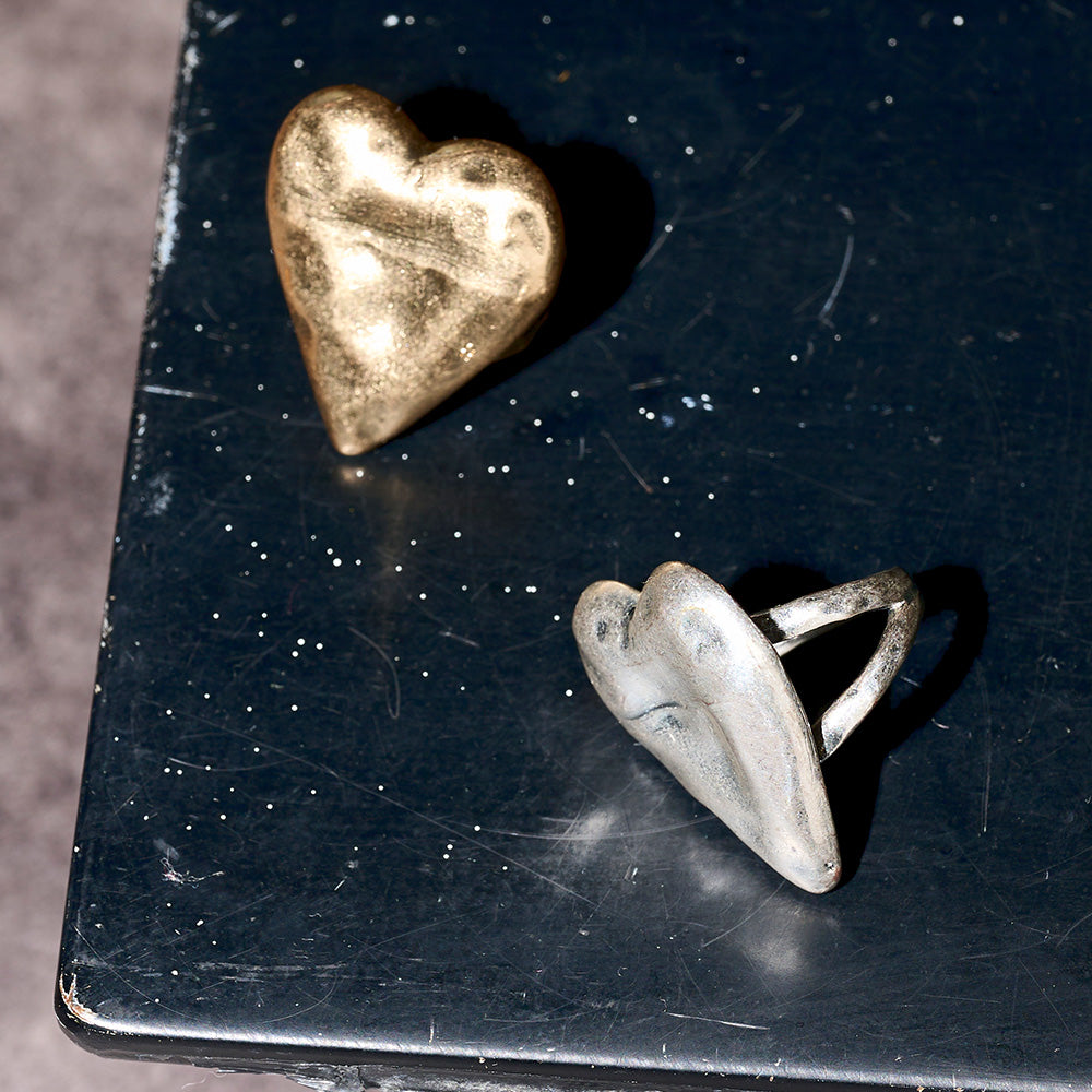Chunky Hammered Heart Ring