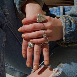 Chunky Hammered Heart Ring