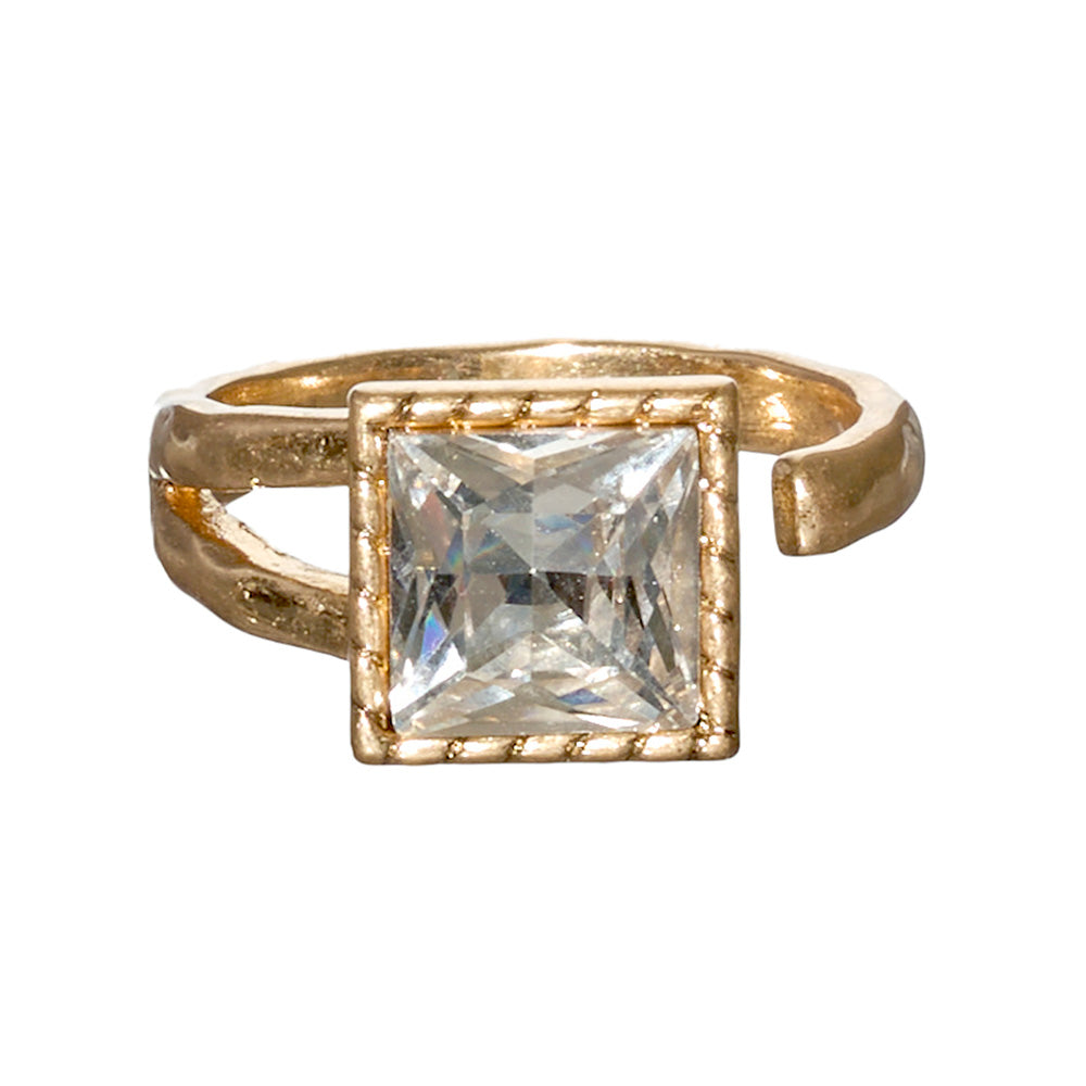 Faceted Square Stone Ring