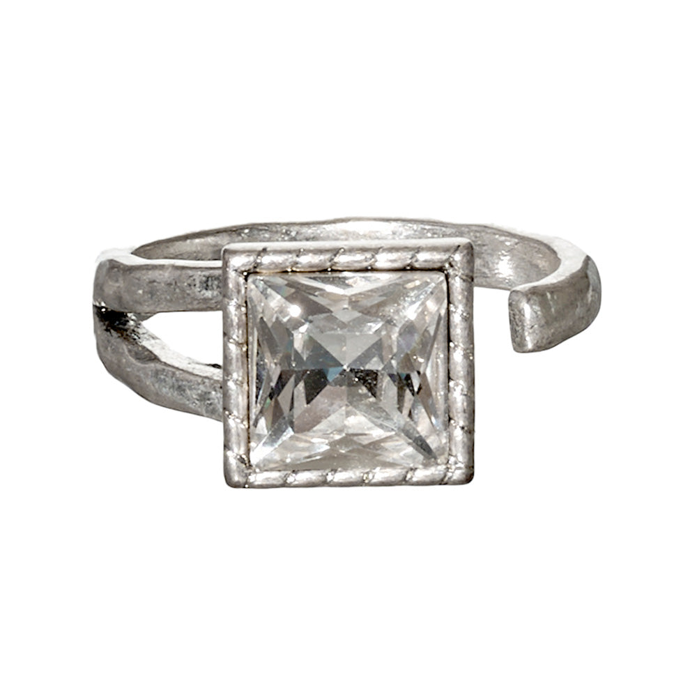 Faceted Square Stone Ring
