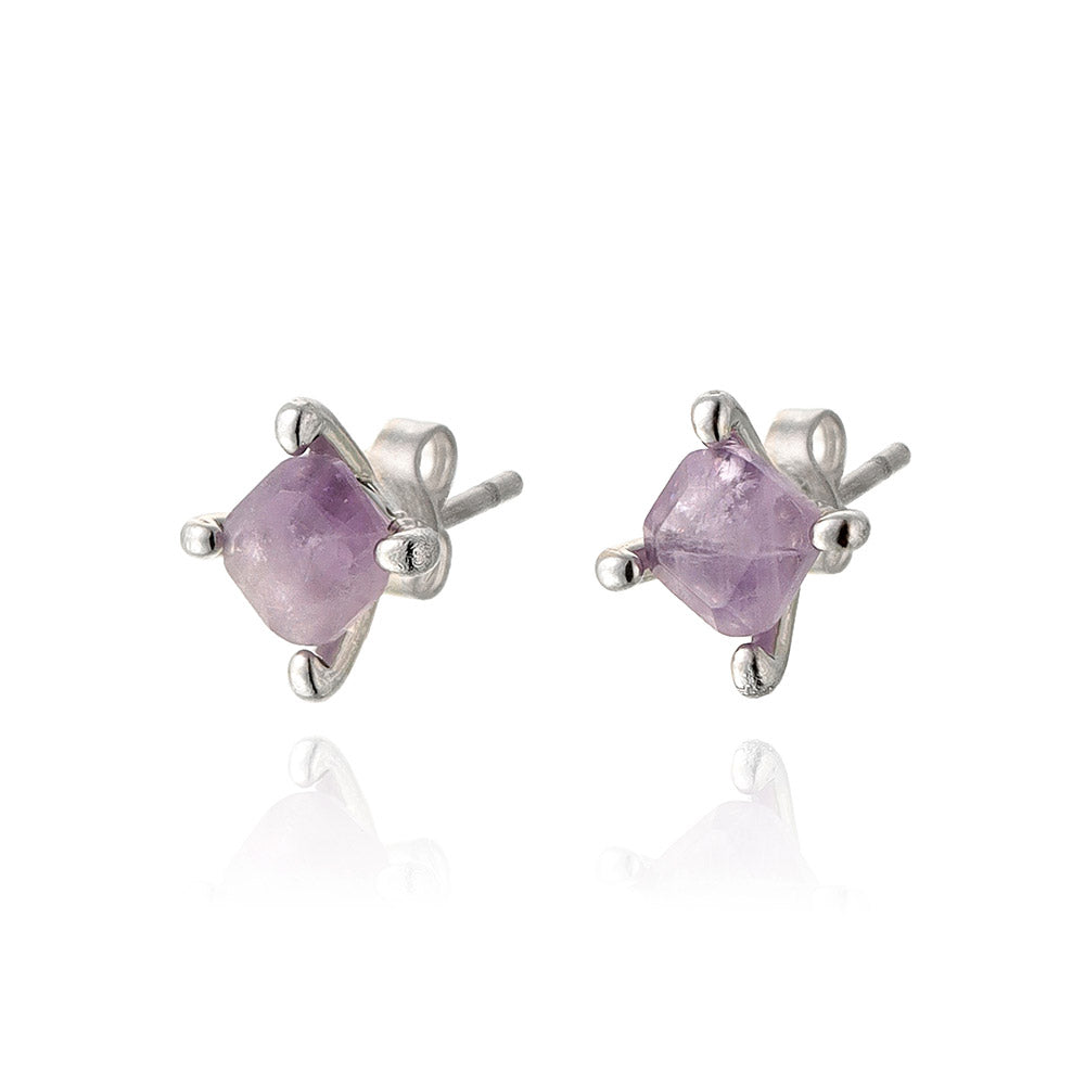 Square Gemstone Stud Earrings