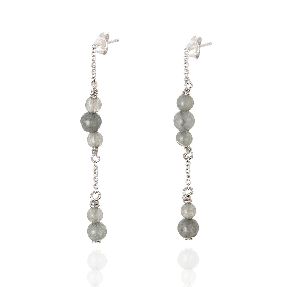 Gemstone Bead Linear Earrings