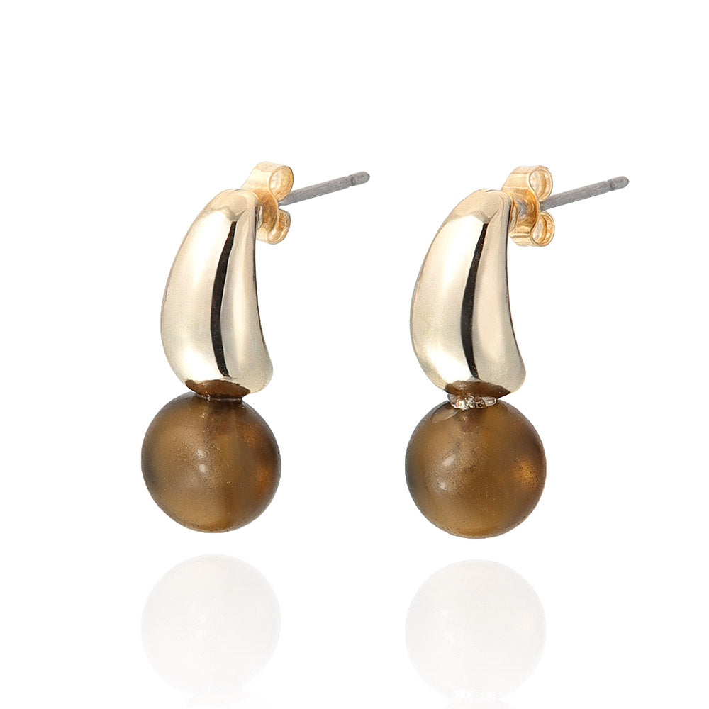 Gemstone Ball Drop Earrings