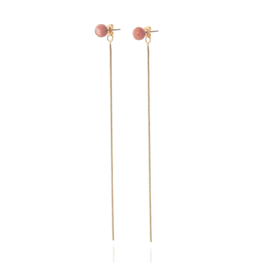 Gemstone Front Back Long Drop Earrings