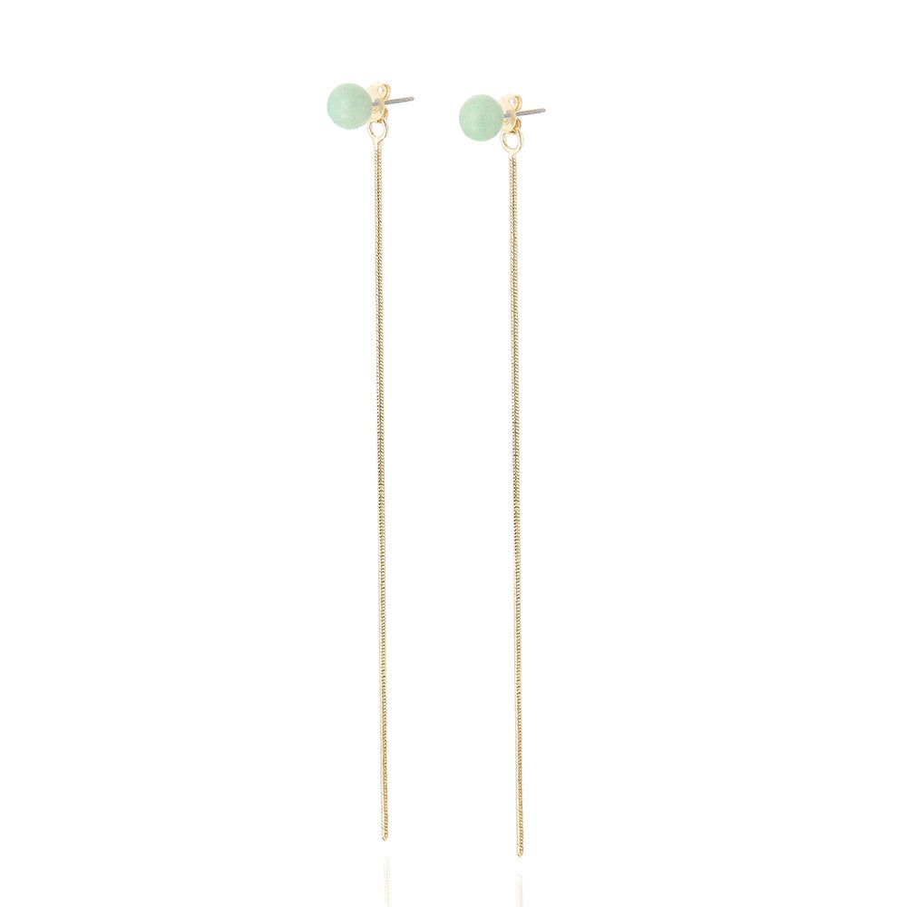 Gemstone Front Back Long Drop Earrings
