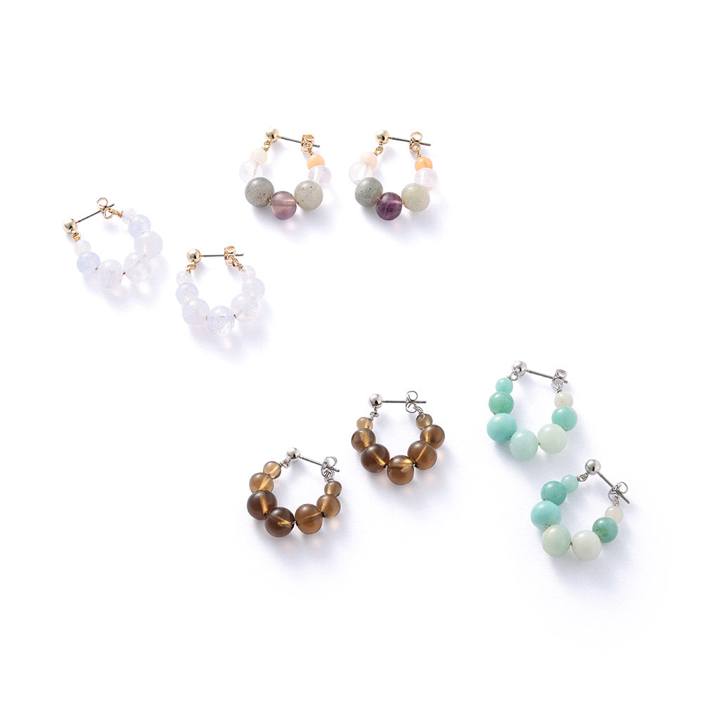 Bubble Gemstone Hoop Earrings - osewaya