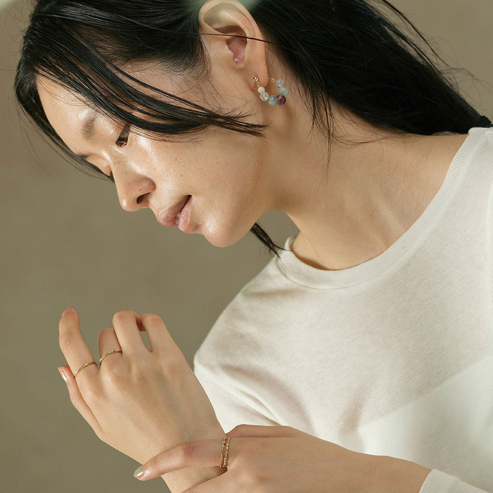 Bubble Gemstone Hoop Earrings