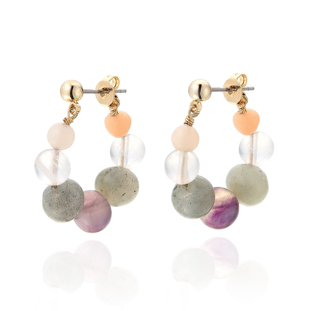 Bubble Gemstone Hoop Earrings