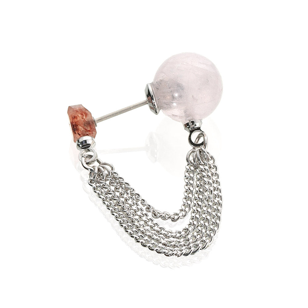 Gemstone Front Back Chain Earrings