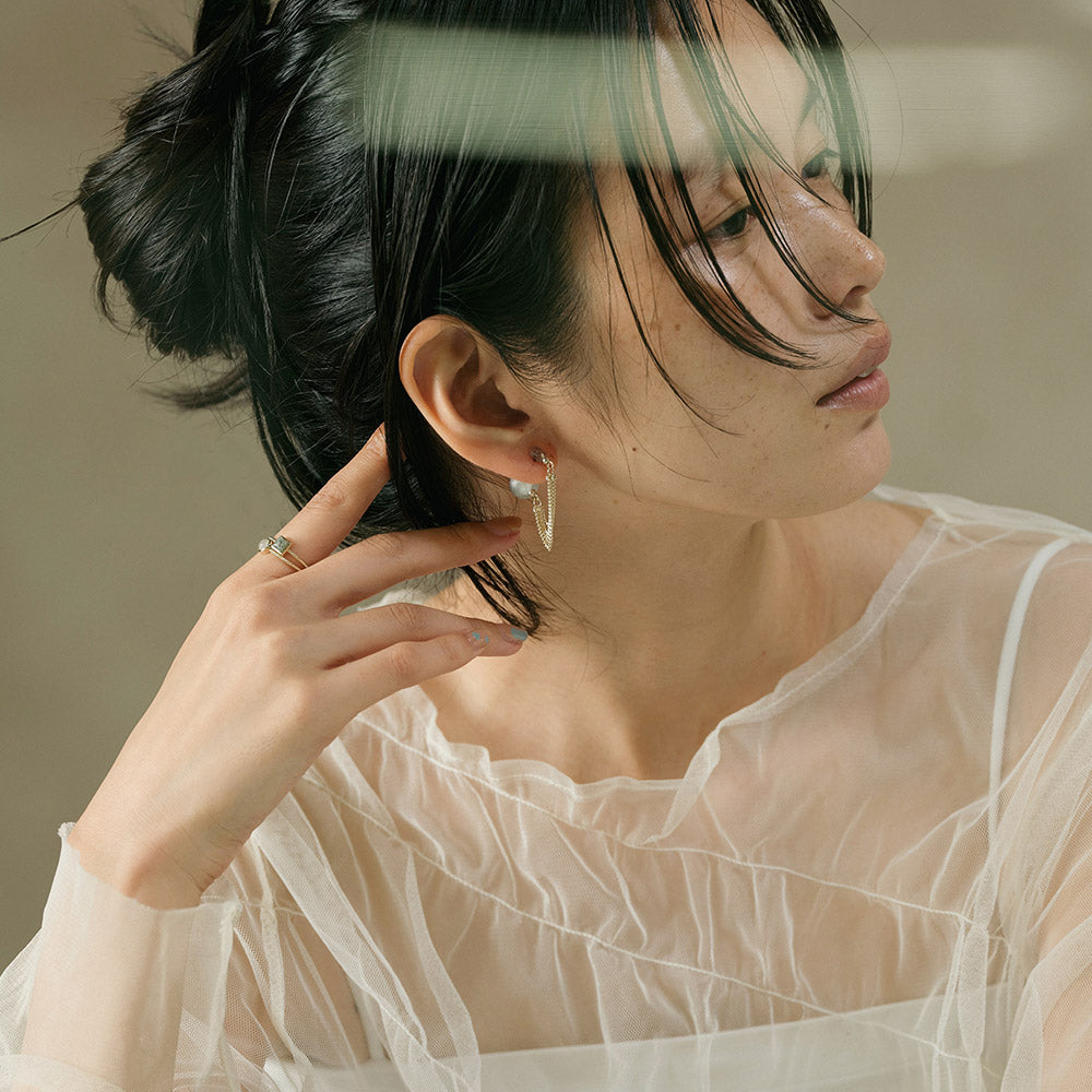 Gemstone Front Back Chain Earrings