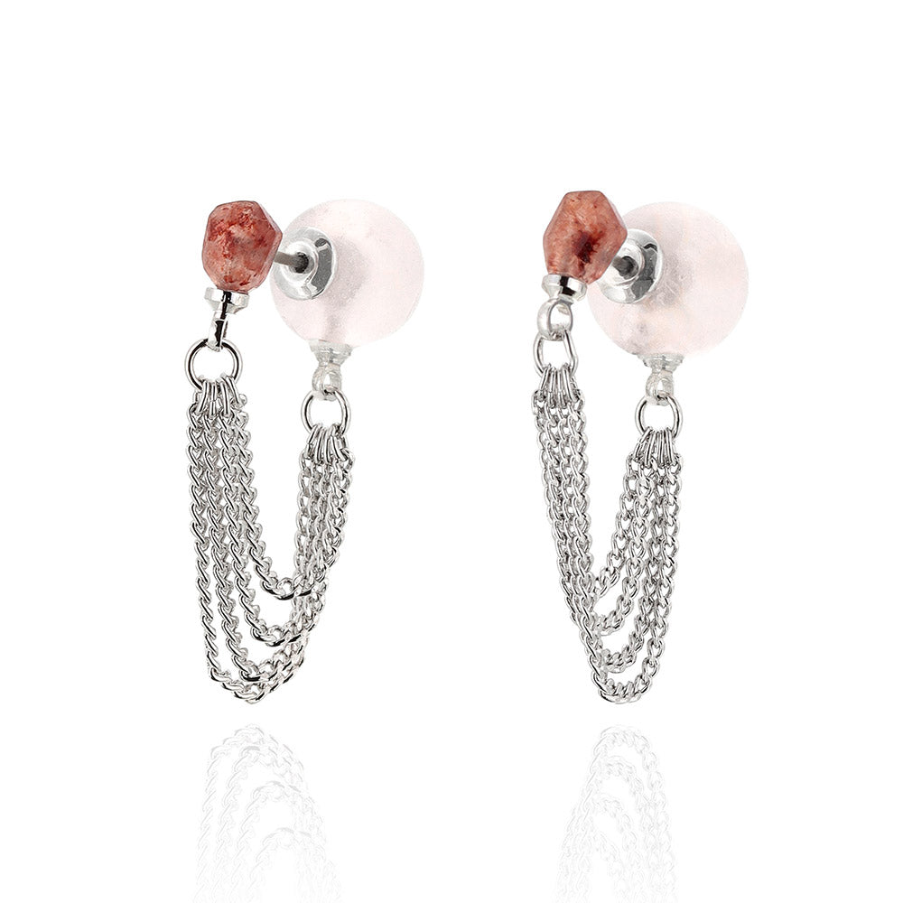 Gemstone Front Back Chain Earrings