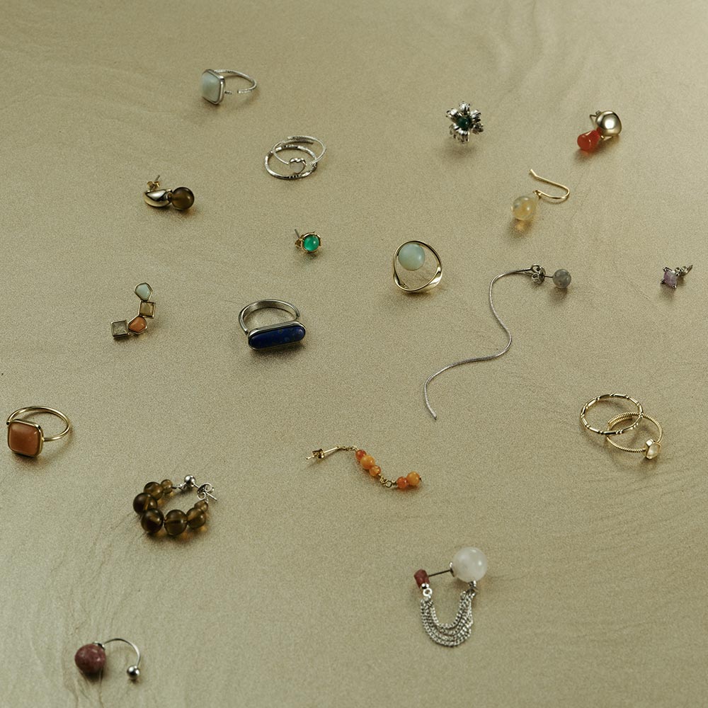 Gemstone Front Back Chain Earrings