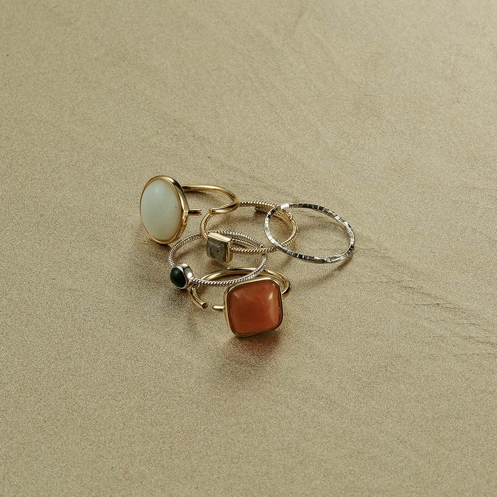 Square Gemstone Wrap Ring