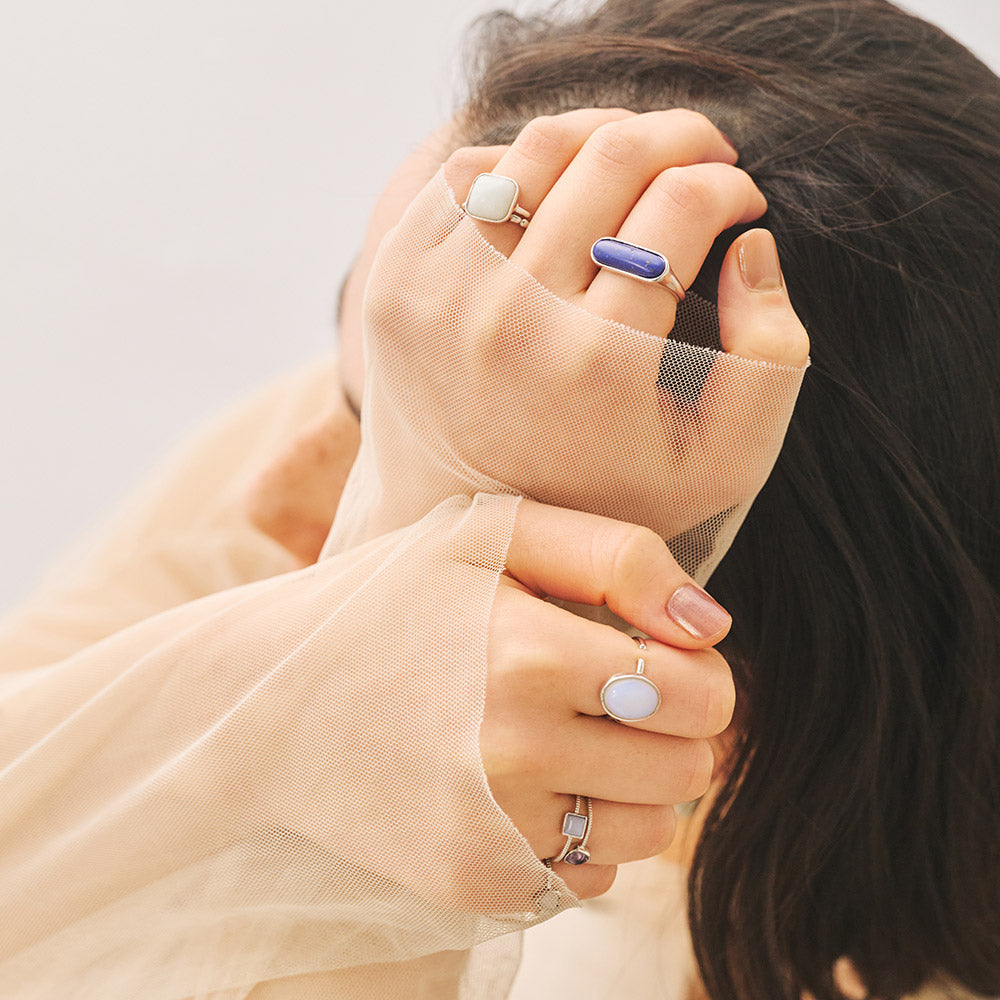 Oval Gemstone Open Ring