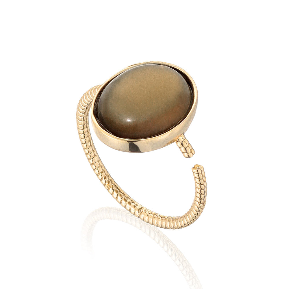 Oval Gemstone Open Ring
