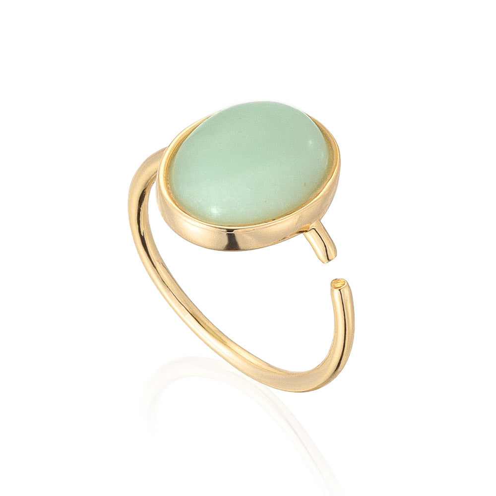 Oval Gemstone Open Ring