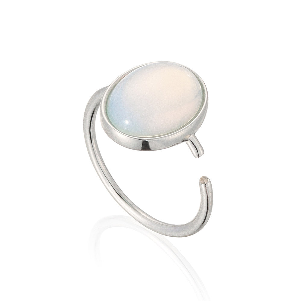 Oval Gemstone Open Ring