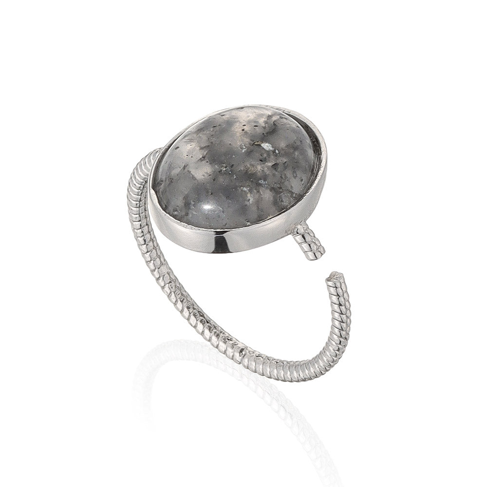 Oval Gemstone Open Ring