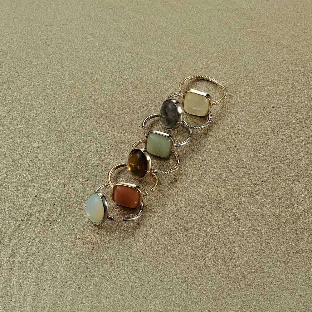 Oval Gemstone Open Ring