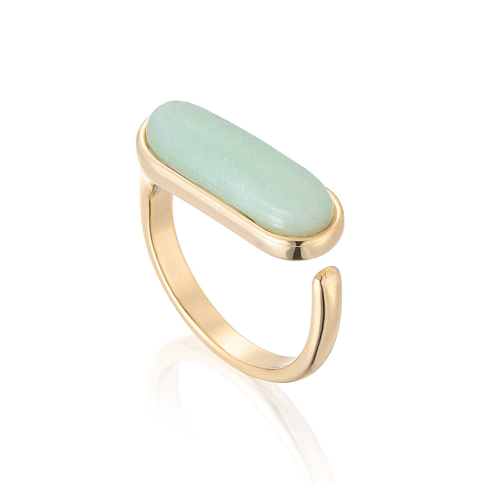 Gemstone Rectangle Signet Open Ring