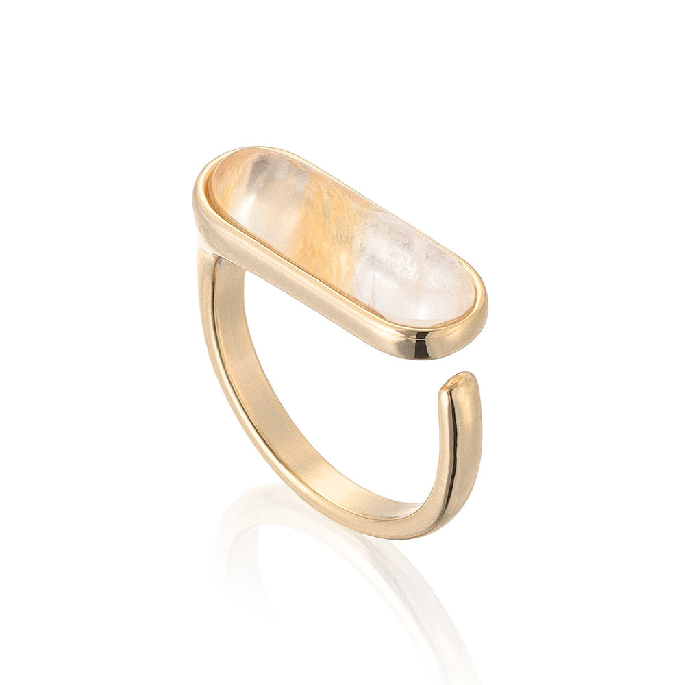 Gemstone Rectangle Signet Open Ring