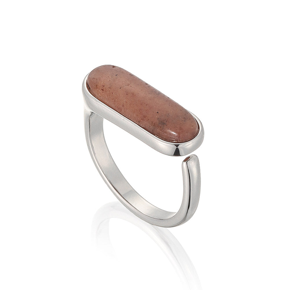 Gemstone Rectangle Signet Open Ring