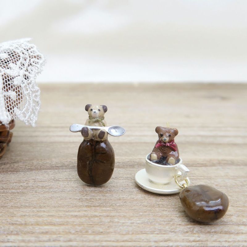 Teddy Bear and Coffee Earrings - osewaya