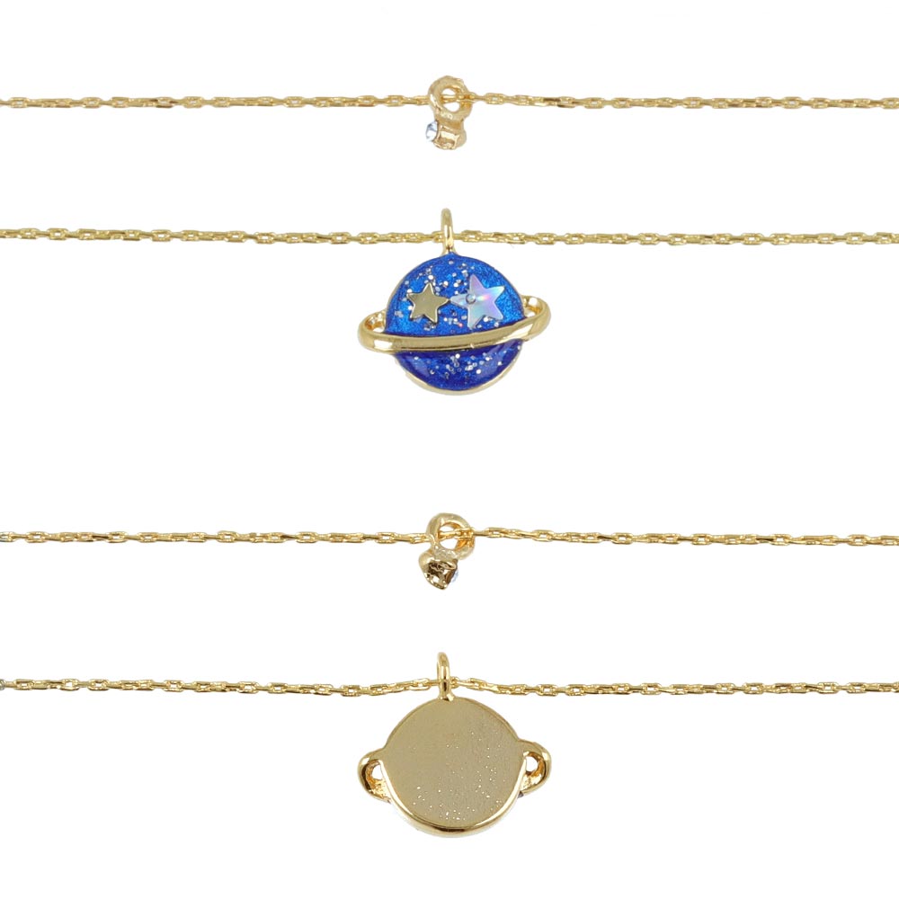 Small Planet Charm Double Chain Necklace - Osewaya