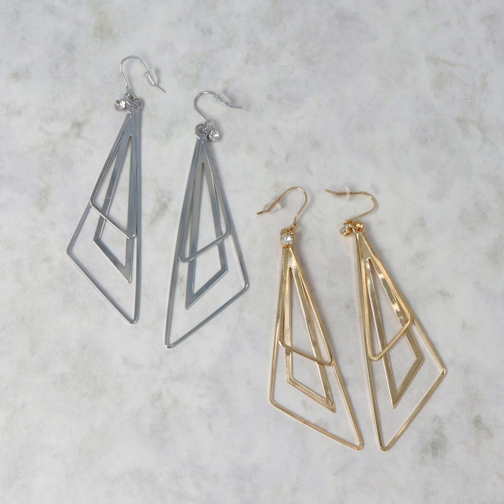 Multi Triangle Hook Earrings - osewaya