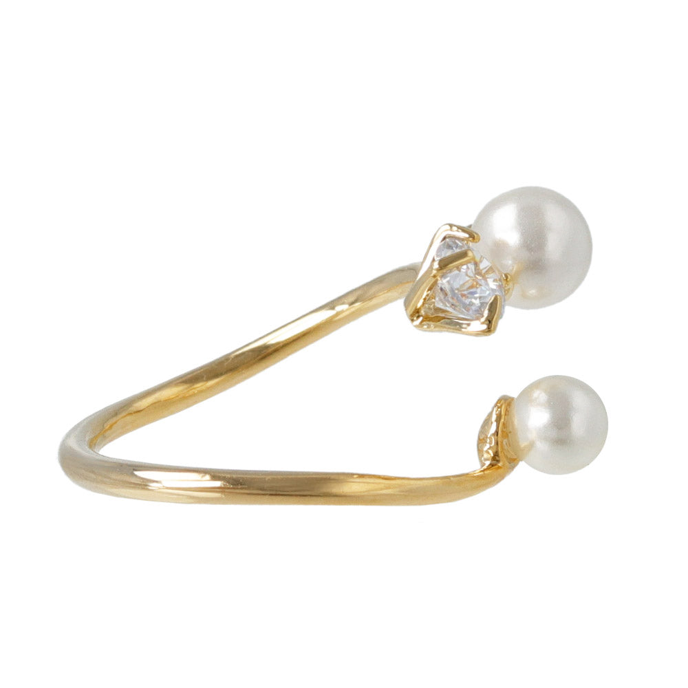 Pearl and Cubic Zirconia Open Ring