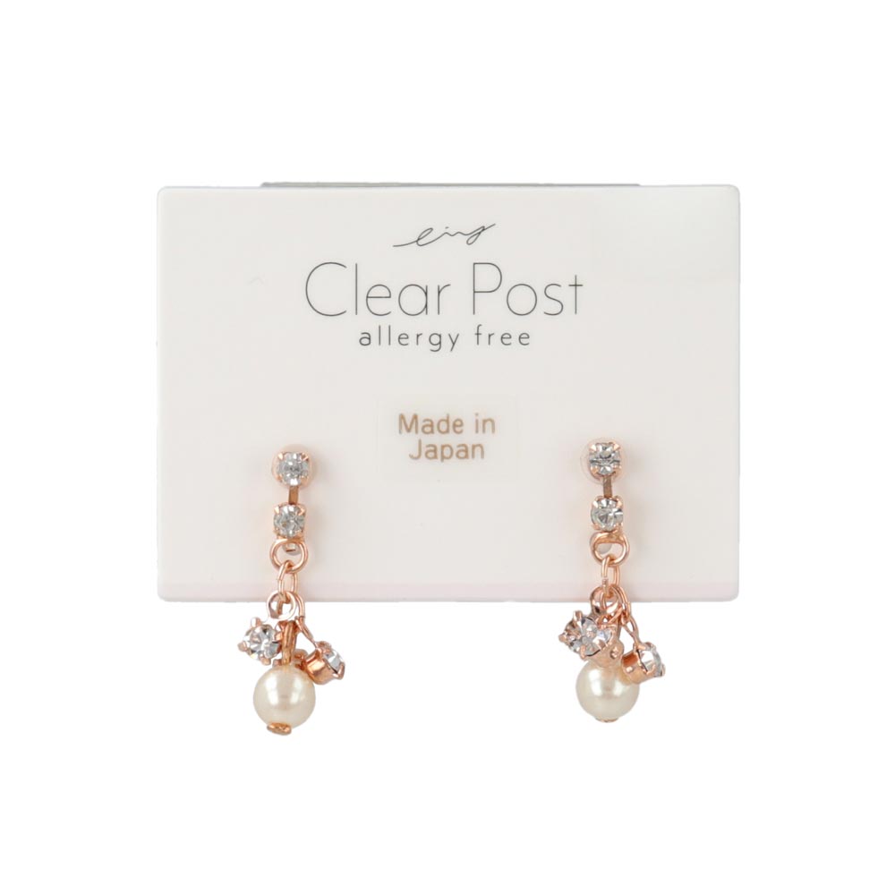 Multi Stone Drop Pearl Resin Post Earrings