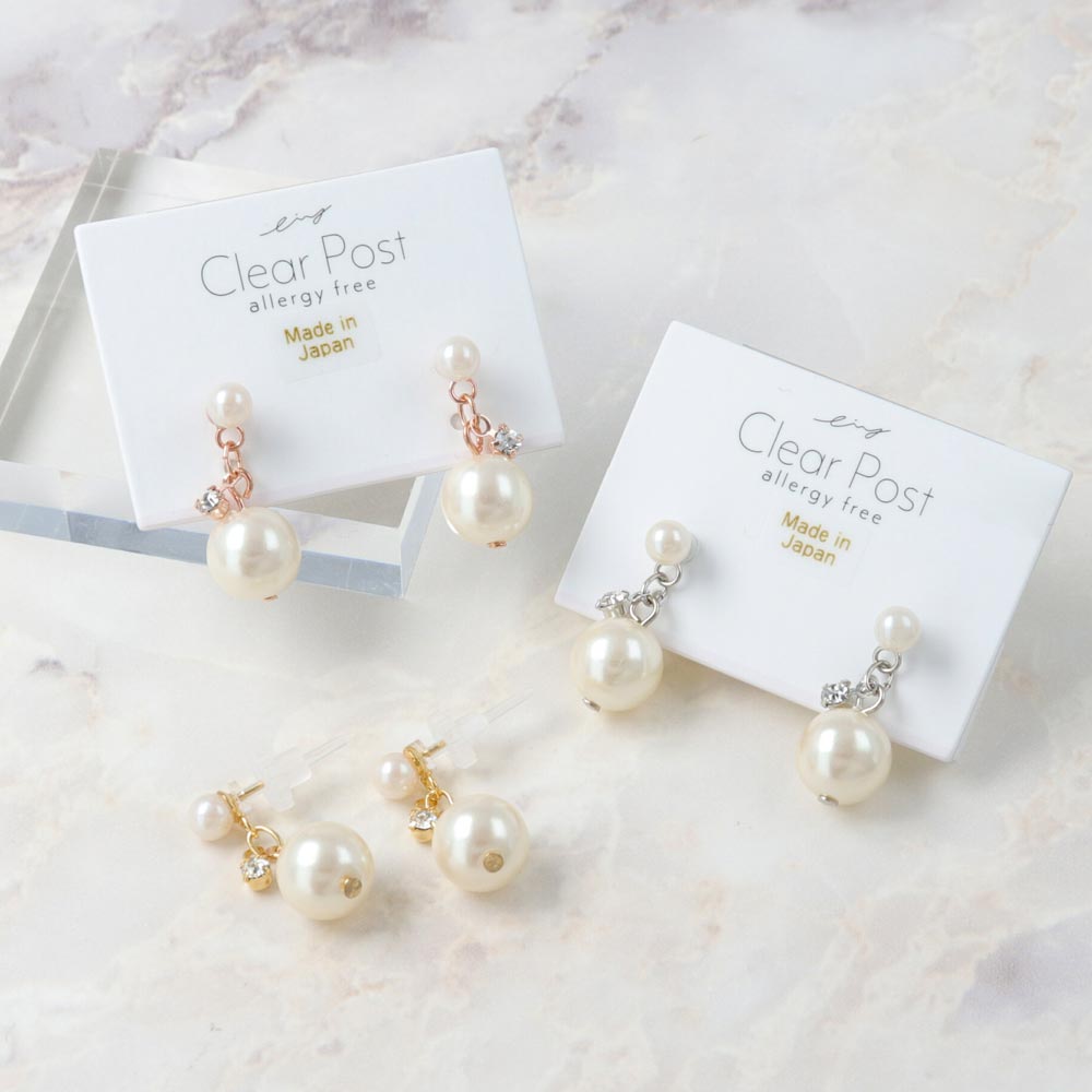 Stone and Pearl Plastic Post Earrings - osewaya