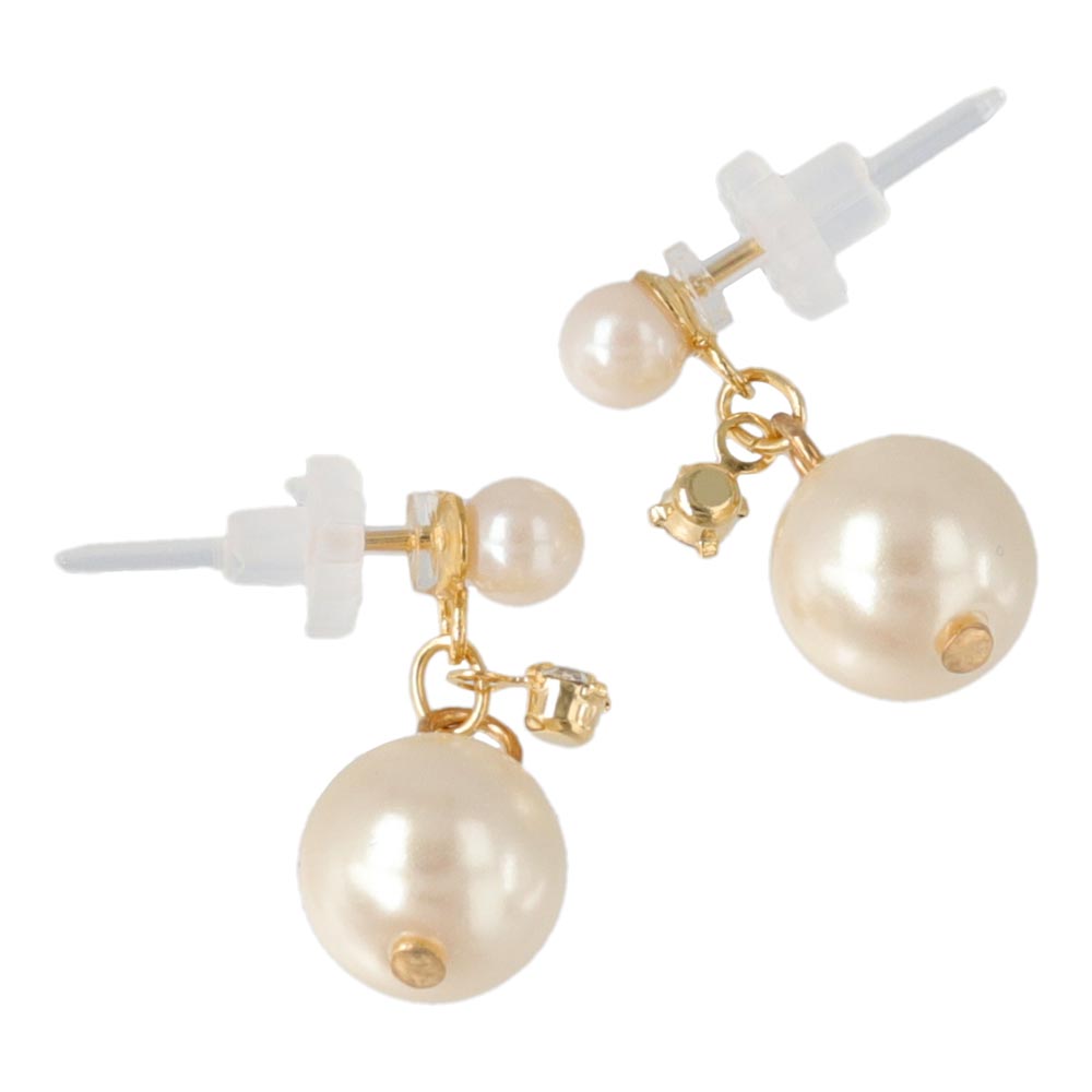Stone and Pearl Plastic Post Earrings