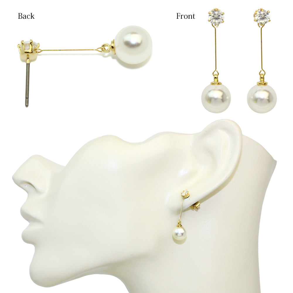 Short Wire Pearl Earrings - Osewaya