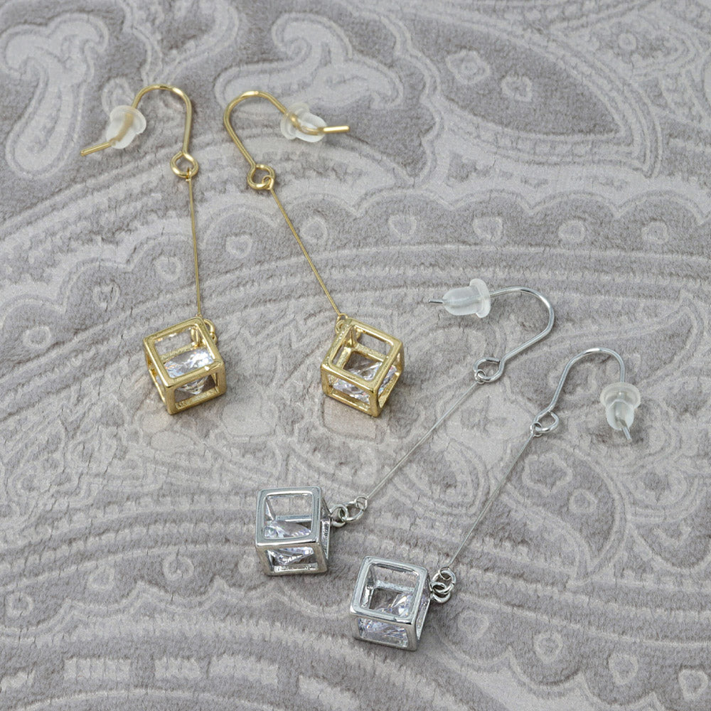 Cubic Zirconia Square Drop Earrings - osewaya