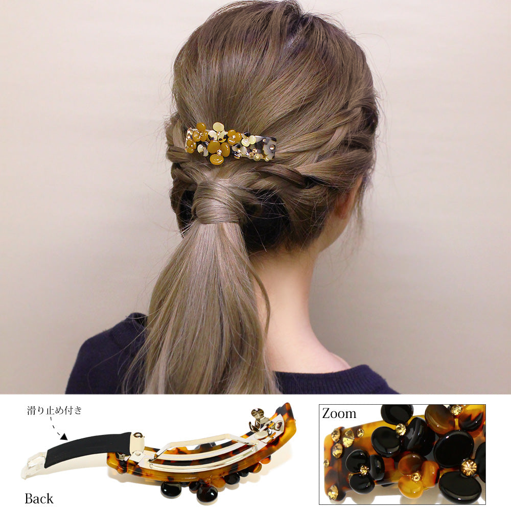 Floral Metallic Hair Barrette - Osewaya