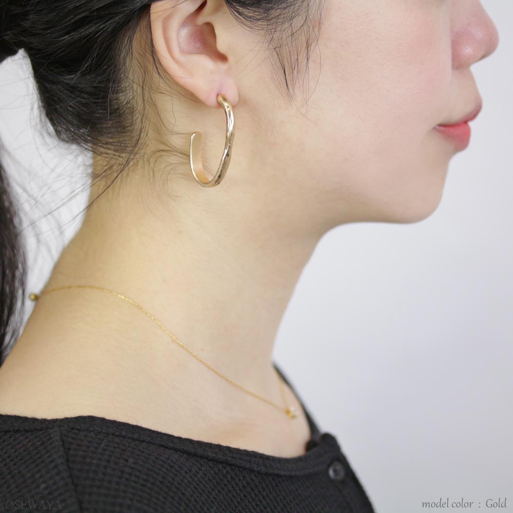 Distressed Metal Dimpled Hoop Earrings - Osewaya