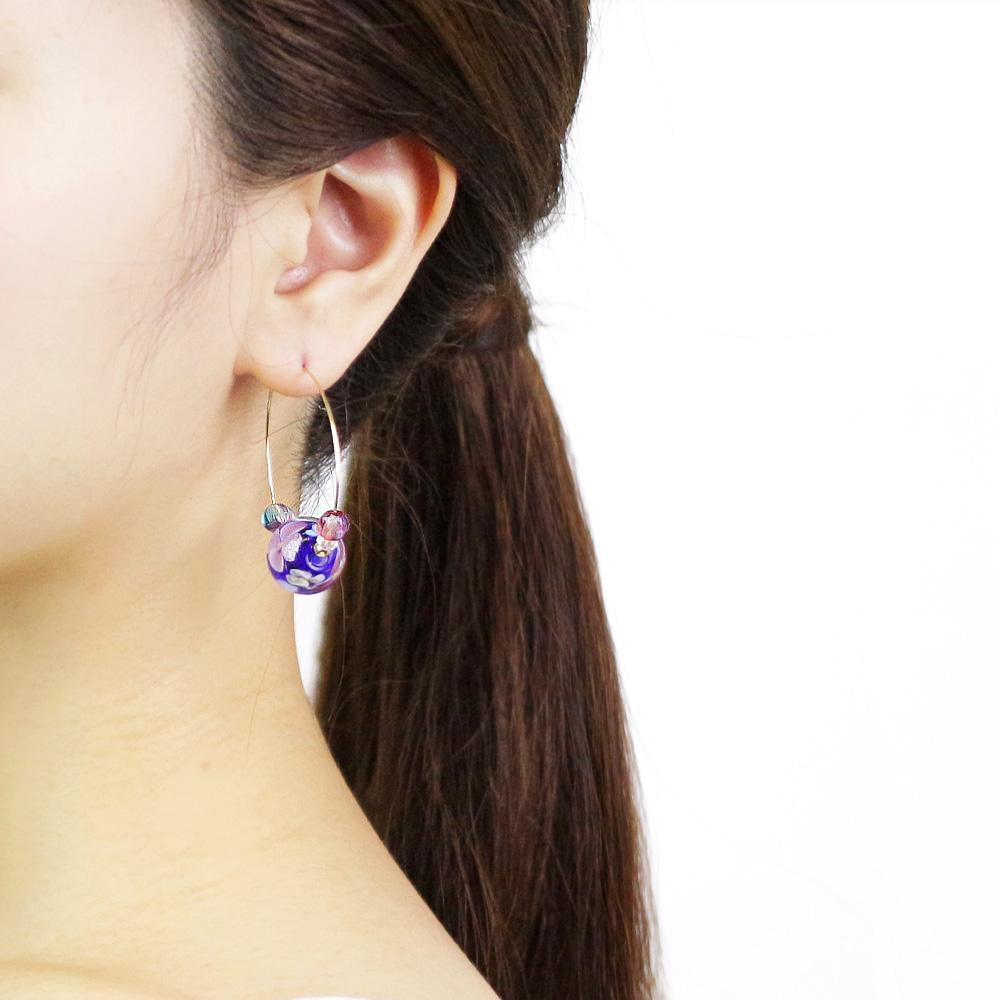 Japan Decoration Beaded Hoop Earrings - Osewaya