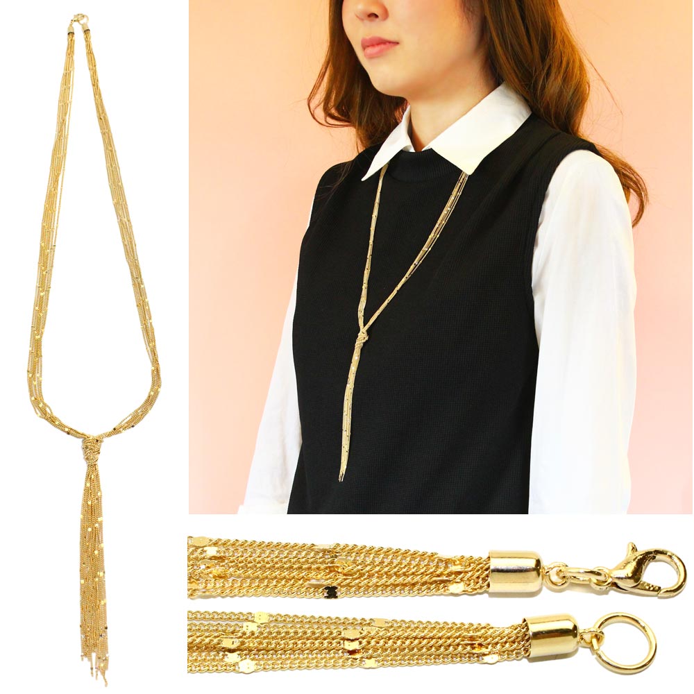 Chain Tassel Multi Strand Necklace