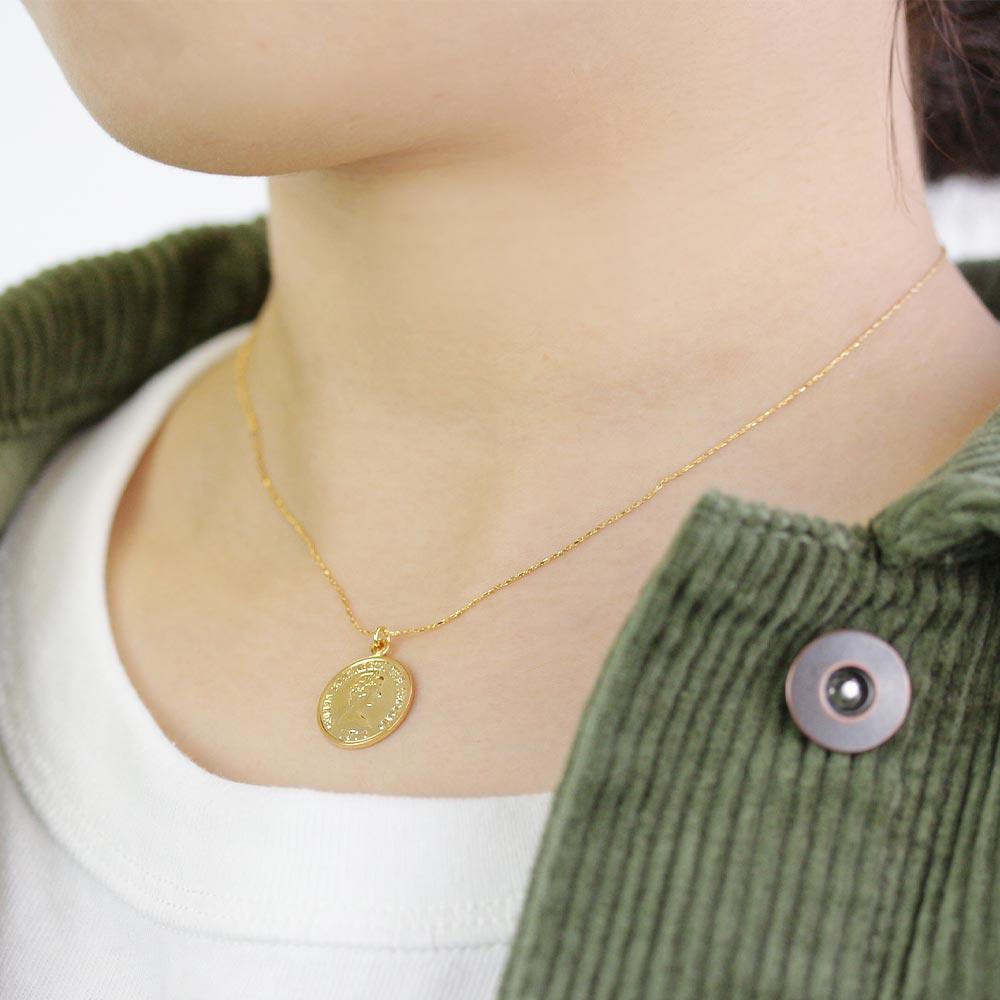 Gold and Silver Magnetic Clasp Necklace Coin Necklace - Osewaya