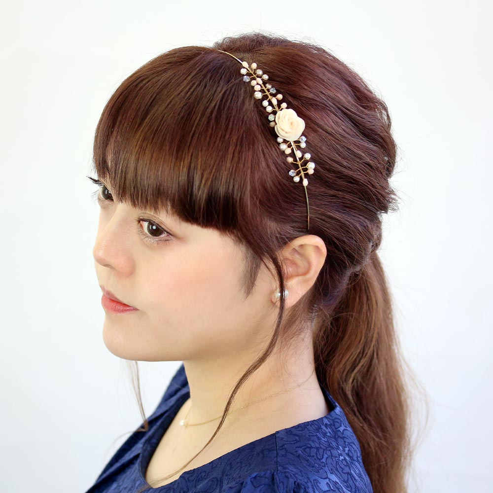 Flower and Bunch of Pearls Headband